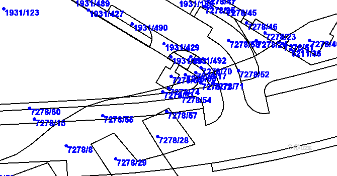Parcela st. 7278/74 v KÚ Bystrc, Katastrální mapa