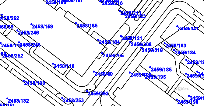 Parcela st. 2458/265 v KÚ Bystrc, Katastrální mapa
