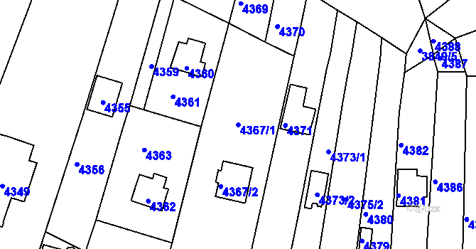 Parcela st. 4367/1 v KÚ Bystrc, Katastrální mapa