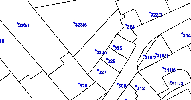 Parcela st. 323/7 v KÚ Bystrc, Katastrální mapa