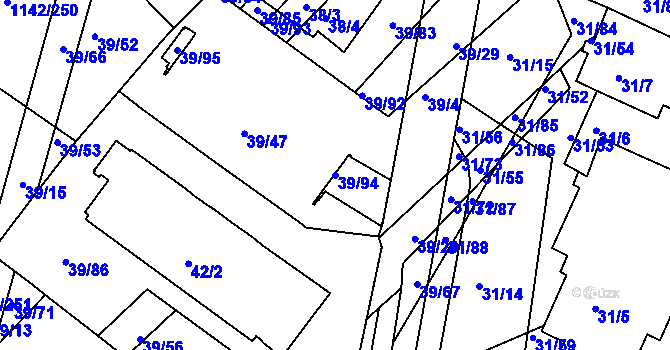 Parcela st. 39/94 v KÚ Bystrc, Katastrální mapa