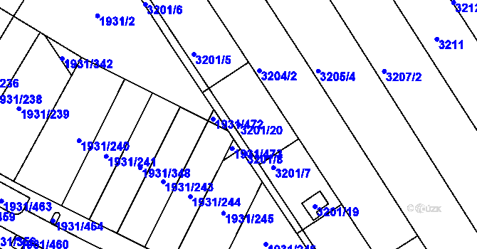 Parcela st. 3201/20 v KÚ Bystrc, Katastrální mapa