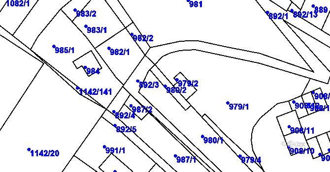 Parcela st. 980/2 v KÚ Bystrc, Katastrální mapa