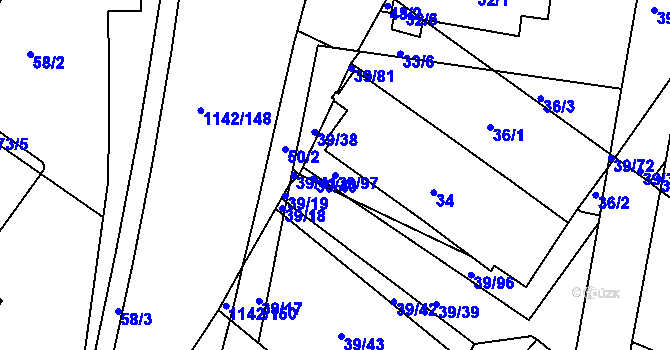 Parcela st. 39/97 v KÚ Bystrc, Katastrální mapa