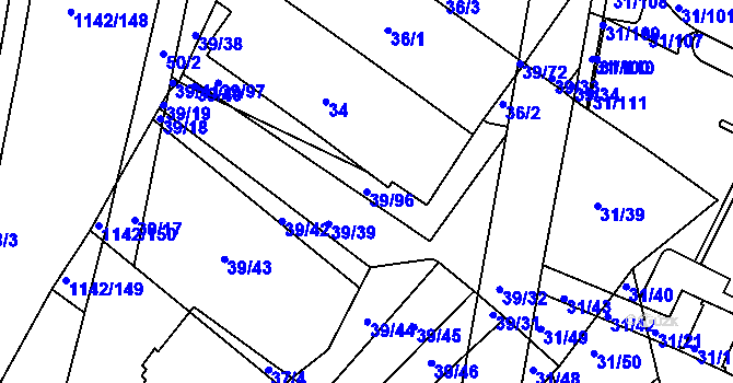 Parcela st. 39/96 v KÚ Bystrc, Katastrální mapa