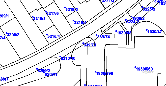 Parcela st. 339/73 v KÚ Bystrc, Katastrální mapa