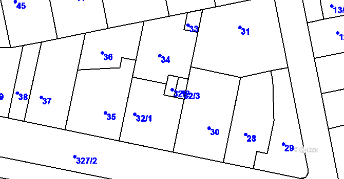 Parcela st. 32/2 v KÚ Kníničky, Katastrální mapa