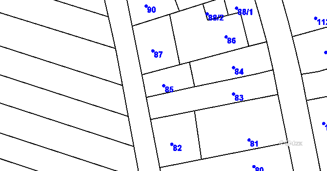 Parcela st. 85 v KÚ Kníničky, Katastrální mapa