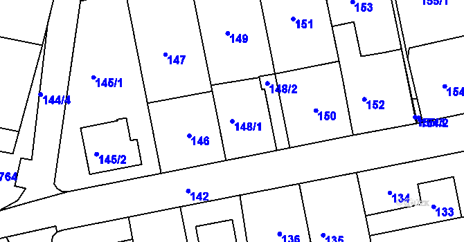 Parcela st. 148/1 v KÚ Kníničky, Katastrální mapa