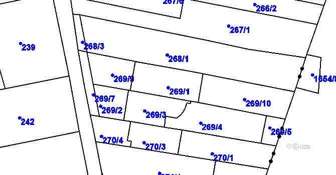 Parcela st. 269/1 v KÚ Kníničky, Katastrální mapa