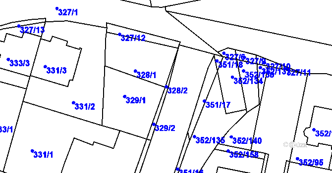 Parcela st. 328/2 v KÚ Kníničky, Katastrální mapa