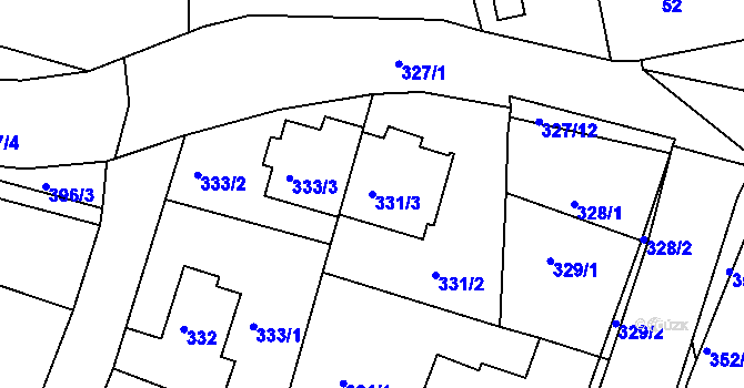 Parcela st. 331/3 v KÚ Kníničky, Katastrální mapa