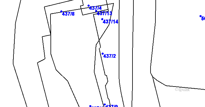 Parcela st. 437/2 v KÚ Kníničky, Katastrální mapa