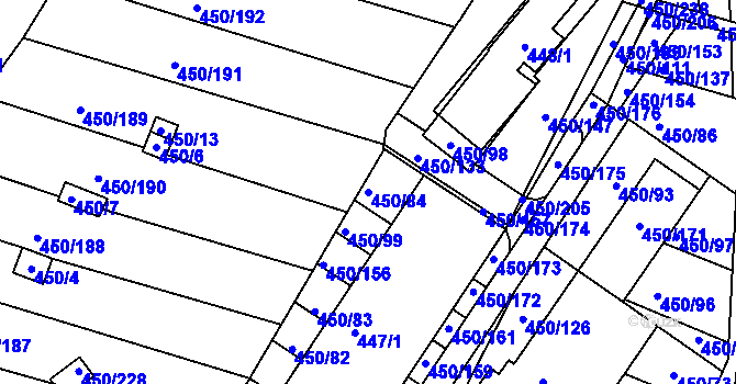 Parcela st. 450/84 v KÚ Kníničky, Katastrální mapa