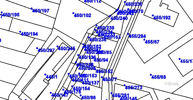 Parcela st. 450/85 v KÚ Kníničky, Katastrální mapa