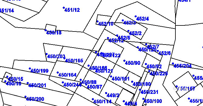 Parcela st. 450/122 v KÚ Kníničky, Katastrální mapa