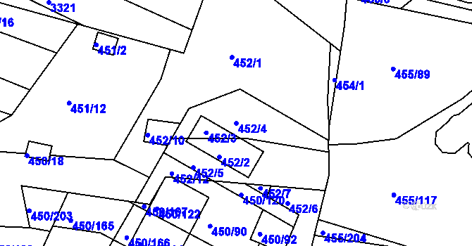 Parcela st. 452/4 v KÚ Kníničky, Katastrální mapa