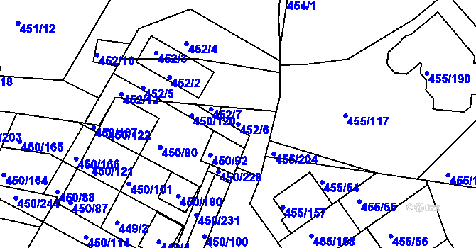 Parcela st. 452/6 v KÚ Kníničky, Katastrální mapa