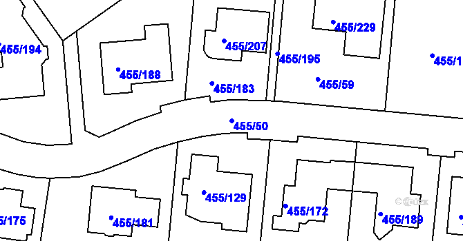 Parcela st. 455/50 v KÚ Kníničky, Katastrální mapa