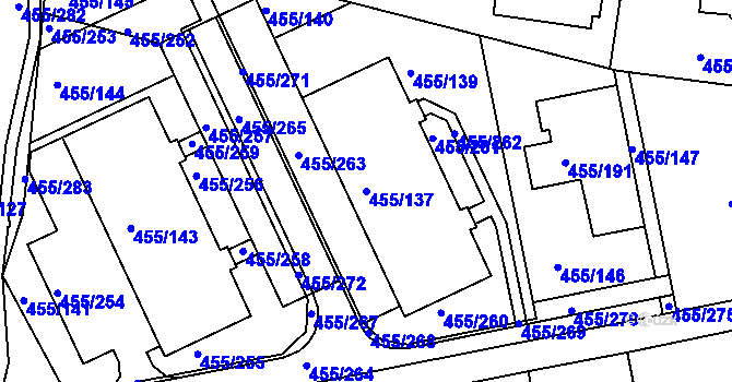 Parcela st. 455/137 v KÚ Kníničky, Katastrální mapa