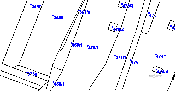 Parcela st. 478/1 v KÚ Kníničky, Katastrální mapa