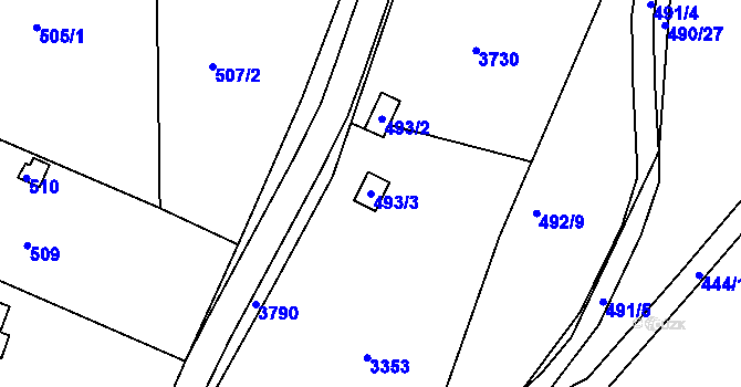 Parcela st. 493/3 v KÚ Kníničky, Katastrální mapa