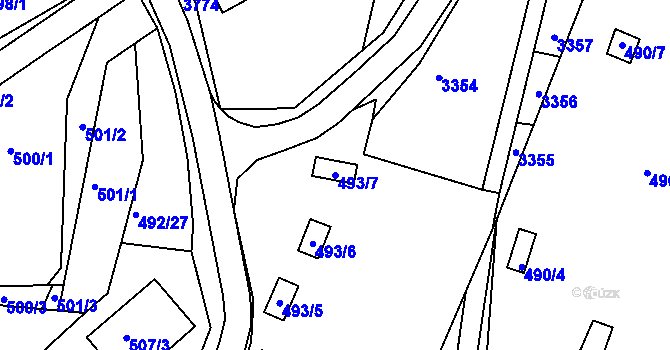 Parcela st. 493/7 v KÚ Kníničky, Katastrální mapa