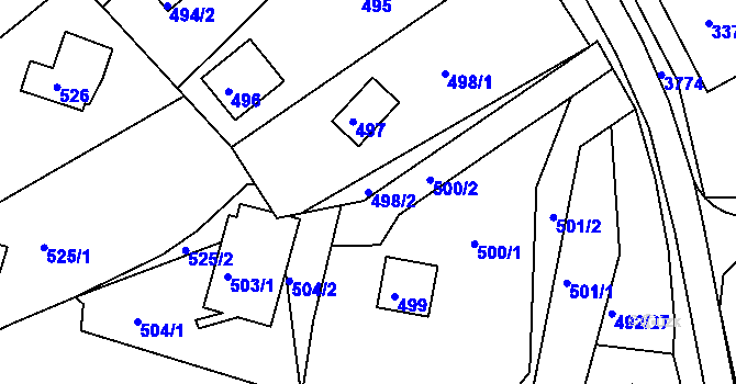 Parcela st. 498/2 v KÚ Kníničky, Katastrální mapa