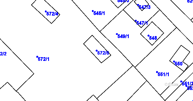 Parcela st. 572/5 v KÚ Kníničky, Katastrální mapa