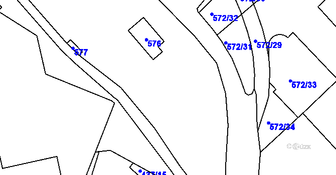 Parcela st. 578/3 v KÚ Kníničky, Katastrální mapa