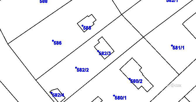 Parcela st. 582/3 v KÚ Kníničky, Katastrální mapa