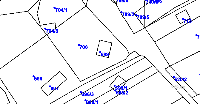 Parcela st. 699 v KÚ Kníničky, Katastrální mapa