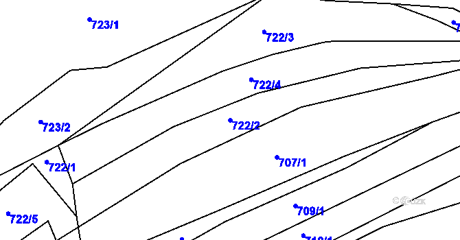 Parcela st. 722/2 v KÚ Kníničky, Katastrální mapa