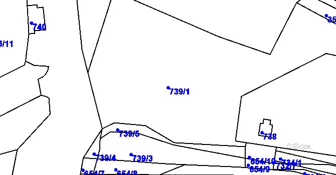 Parcela st. 739/1 v KÚ Kníničky, Katastrální mapa