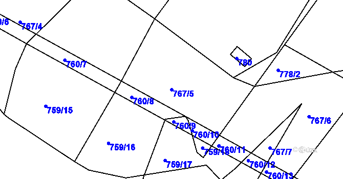 Parcela st. 767/5 v KÚ Kníničky, Katastrální mapa