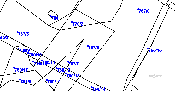 Parcela st. 767/6 v KÚ Kníničky, Katastrální mapa