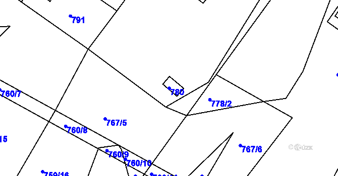 Parcela st. 780 v KÚ Kníničky, Katastrální mapa