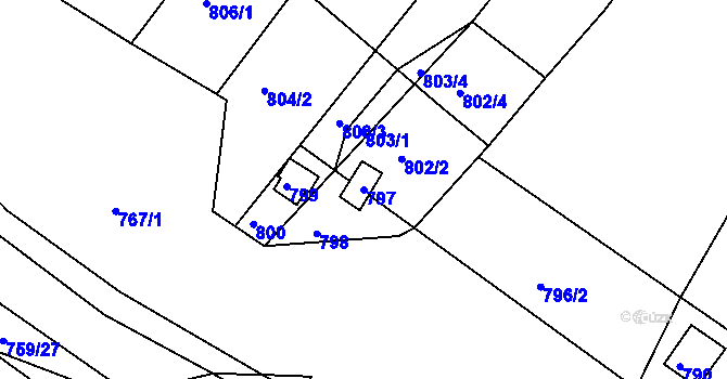 Parcela st. 797 v KÚ Kníničky, Katastrální mapa