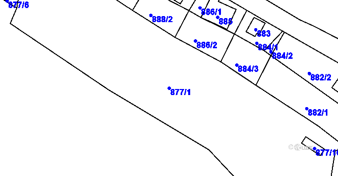 Parcela st. 877/1 v KÚ Kníničky, Katastrální mapa