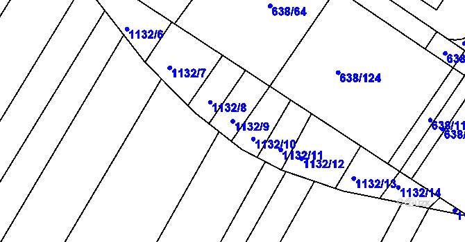 Parcela st. 1132/9 v KÚ Kníničky, Katastrální mapa
