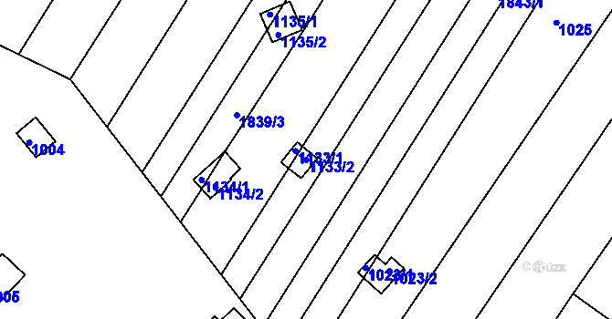 Parcela st. 1133/2 v KÚ Kníničky, Katastrální mapa
