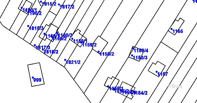Parcela st. 1158/2 v KÚ Kníničky, Katastrální mapa