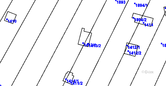 Parcela st. 1413/1 v KÚ Kníničky, Katastrální mapa