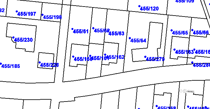 Parcela st. 455/162 v KÚ Kníničky, Katastrální mapa