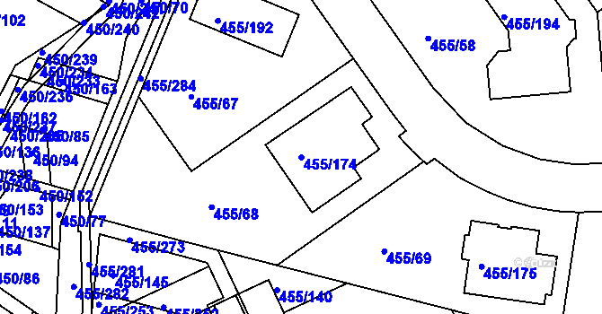 Parcela st. 455/174 v KÚ Kníničky, Katastrální mapa