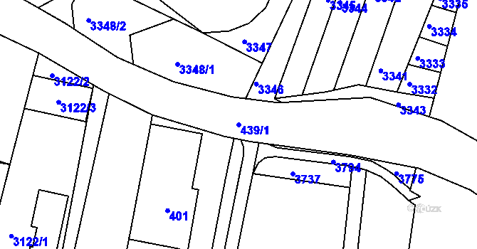Parcela st. 439/1 v KÚ Kníničky, Katastrální mapa