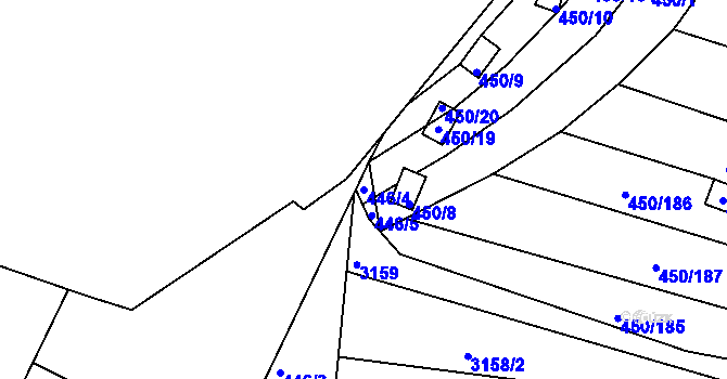 Parcela st. 446/4 v KÚ Kníničky, Katastrální mapa