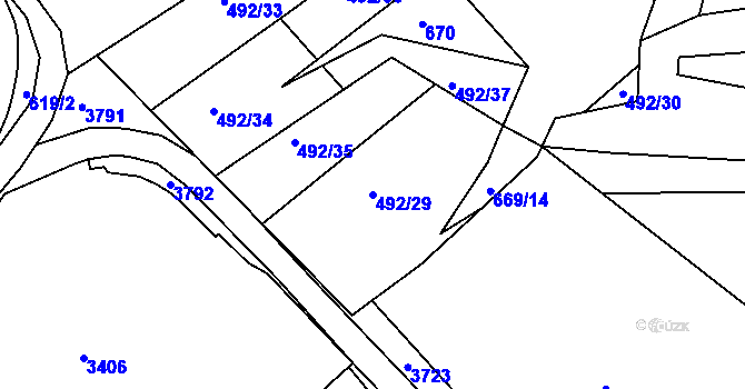 Parcela st. 492/29 v KÚ Kníničky, Katastrální mapa