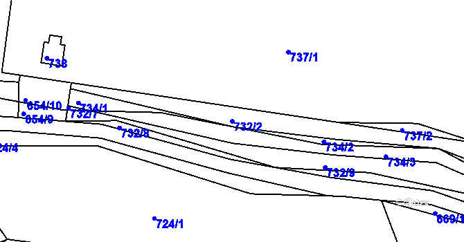 Parcela st. 732/2 v KÚ Kníničky, Katastrální mapa