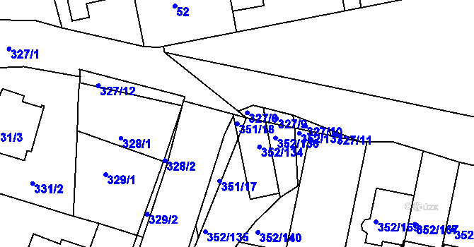 Parcela st. 351/18 v KÚ Kníničky, Katastrální mapa